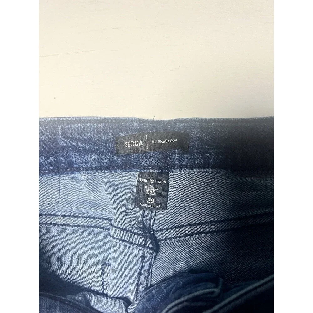 True Religion‎ Becca Mid Rise Bootcut Jeans Dark Wash Blue Size 29 205058B